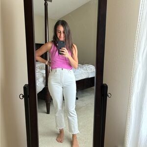 Abercrombie & Fitch White Ultra High Rise 90’s ankle straight